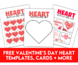 FREE Printable Valentine’s Day Heart Templates, Cards + More