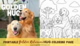 Golden Retriever Hug Coloring Page: Free Printable for Dog Lovers