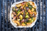 Foil Packet Grilled Brussels Sprouts with Apples and Bacon
