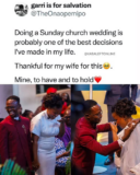 Man Smiles after his wife picked sunday for their wedding