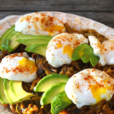 Hatch Chile Hash Browns with Poached Eggs