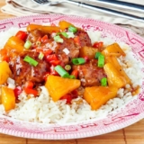 Pineapple Pork Meatballs – in spicy, sweet & sour sauce.