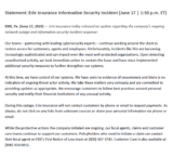 Erie Information Security Event | Statement