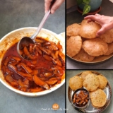 Sweet and Tangy Raw Mango Launji with Aloo-Pyaaz Poori