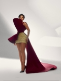 Mercy Eke Stuns in a Dramatic Burgundy and Gold Look