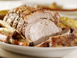 Oven Roasted Pork Loin With Pomegranate Butter and Roasted Vegetables