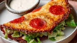 Pepperoni Pizza Chicken Caesar Wraps (No Tortilla Needed)