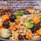 Wild and Brown Rice with Brussel Sprouts, Sweet Potatoes, Cranberries and Almonds