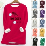 UK Women’s Yes, I’m Cold Christmas Jumper Fleece Hoodies Pullover Tops Plus Size
