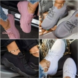 Women Ladies Running Trainers Sports Sneakers Knit Lace Up Comfy Gym Shoes Size