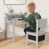 Kids Table and Chair Set with Flip-up Tabletop Study Play Writing Drawing
