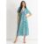 Green Animal Print V Neck Ruffle Midi Dress