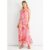 Pink Floral Tie Straps Trapeze Dress