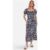 Navy Puff Sleeves Split Viscose Midi Dress