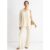 Beige Textured Elasticated Waist Flared Trousers