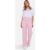 Pink Textured Elasticated Waist Flared Trousers