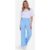 Sky Blue Textured Elasticated Waist Flared Trousers