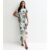 Green Floral Water Print Wrap Midii Dress