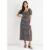 Black Geo Print Square Neck Midi Dress