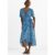 Blue Animal Print Viscose Wrap Midi Dress