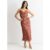 Brown Viscose Animal Jacquard Cowl Midi Dress