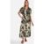 Khaki Tropical Print Midi Shirt Dress