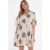 Beige Embroidery Smock Oversized Mini Shirt Dress