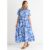 Blue Aztec Print Oversized Smock Midi Dress