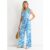 Blue Floral Ruffle Sleeeves Jumpsuit