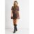 Brown Animal Mesh Stretch Mini Dress