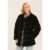 Black Diagonal Cut Faux Fur Long Sleeve Jacket