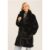 Black Faux Fur Lapel Collar Longline Coat