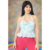 Unique Vintage Aqua & Rainbow Print Peplum Halter Top Size: M Colour: Blue