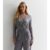 Gun Metal Sequin Wrap Long Sleeves Bodysuit