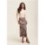 Chocolate Animal Print Satin Bias Cut Midi Skirt