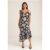 Navy Floral Clipped Tiered Ruffle Midi Dress