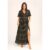 Black Stripe Foil Angel Sleeves Maxi Dress