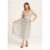 Silver Jacquard Metallic Angel Sleeves Midi Dress