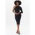 Black One Shoulder Draped Sequin Midi Dress
