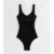 Black Texture Ring Detail Swimsuit