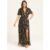 Black Multi Jacquard Angel Sleeves Maxi Dress
