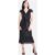 Black Sequin Belted Midi Wrap Dress