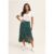 Green Animal Print Ruffle Wrap Midi Skirt