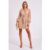 Champagne Sequin V Neck Belted Mini Dress
