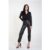 Black Animal Pattern Burnout Long Sleeve Bodysuit
