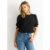 Black Dobby Chiffon Shirred Cuff Blouse