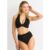 Black Textured High Waisted Bottoms with Ring Belt Detail