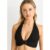Black Textured Halter Bikini Top with Ring Detail