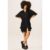 Black Plisse Frill Detail Oversized Shirt Dress