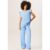 Blue Textured Elastic Waist Pull On Trousers